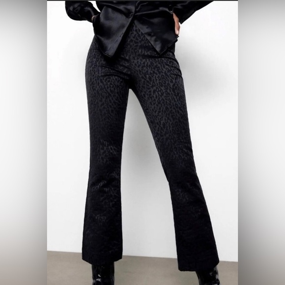Zara pants mini flare leopard cheetah printed crop pants - Picture 2 of 7